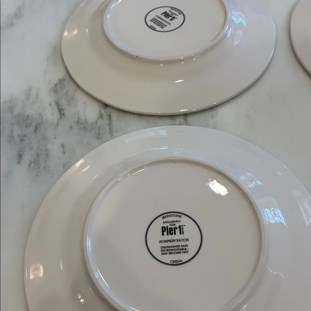 Pier 1 Imports Pumpkin Patch plate set (4)‎ Salad or dessert.
